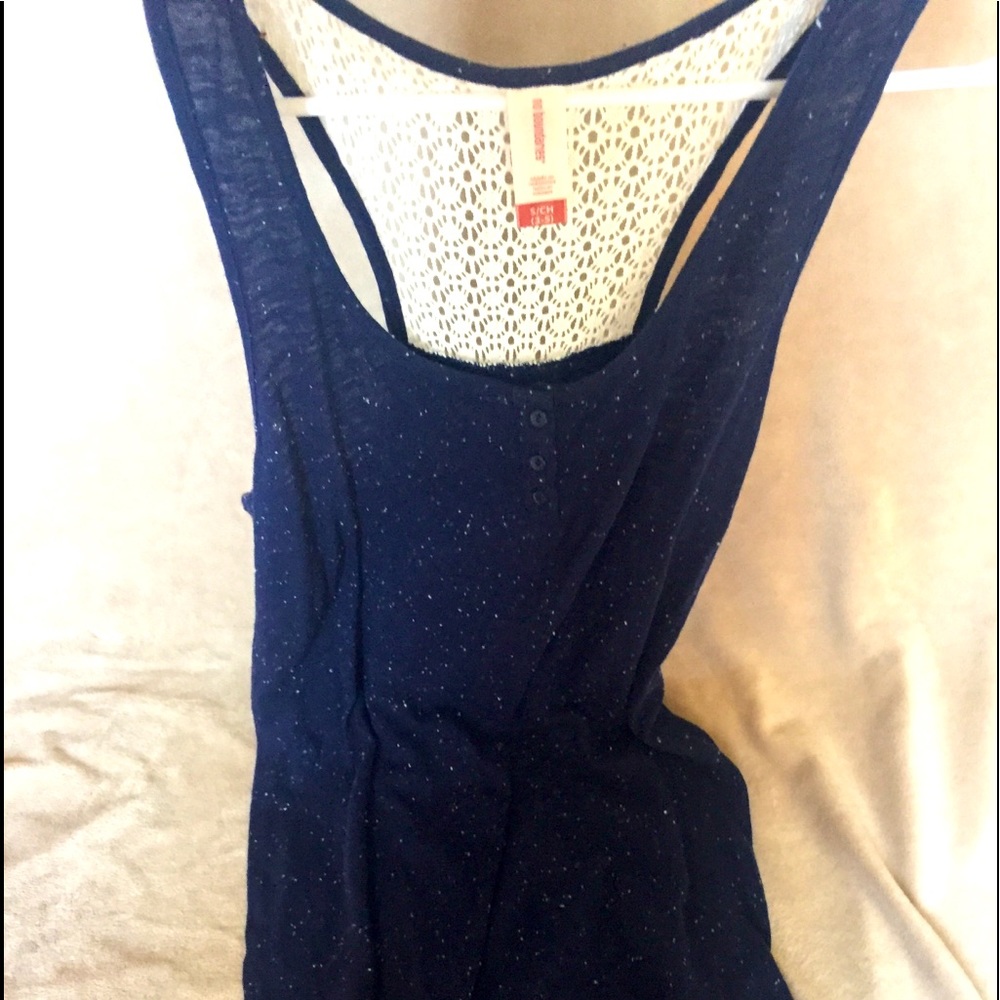 No Boundaries tank with lace accents.